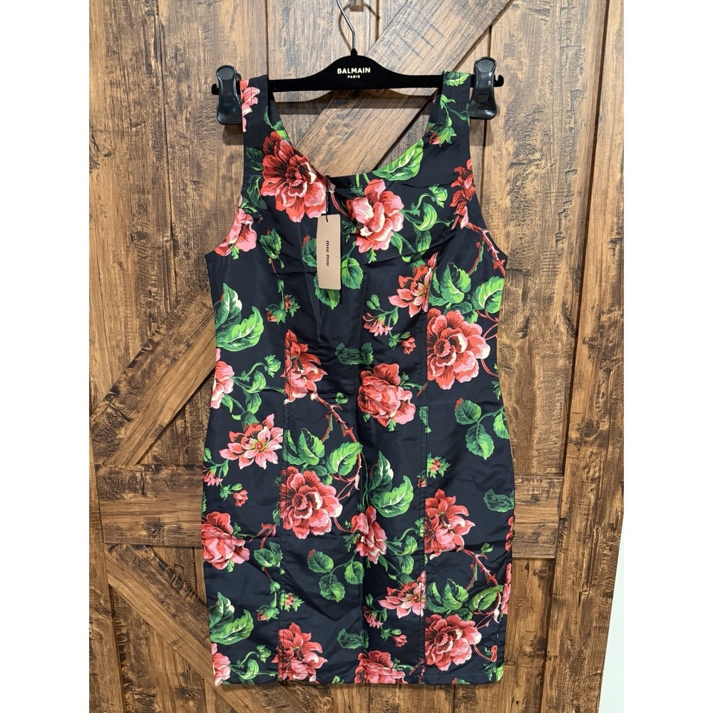 MIU MIU Women's 42 (US 6, Medium) 100% Silk Floral Mini Dress - New